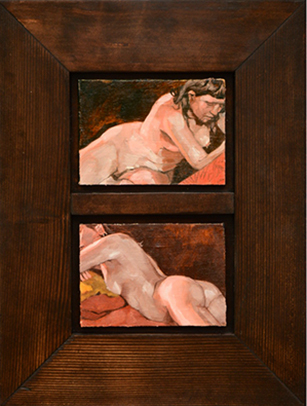 double nude oil painting portrait